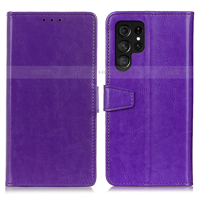 Coque Portefeuille Livre Cuir Etui Clapet A03D pour Samsung Galaxy S22 Ultra 5G Violet Plus