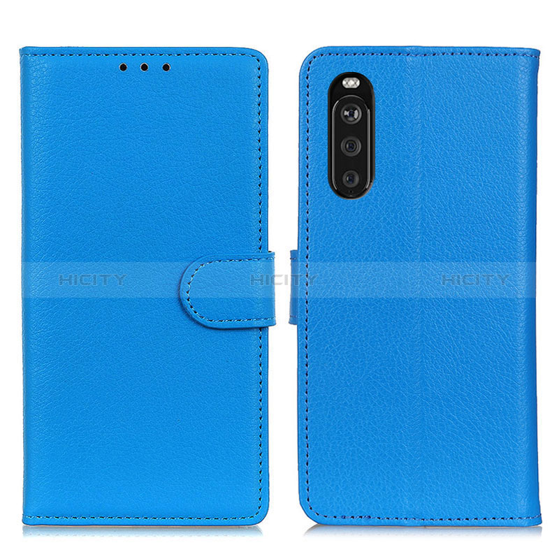 Coque Portefeuille Livre Cuir Etui Clapet A03D pour Sony Xperia 10 III Lite Bleu Ciel Plus