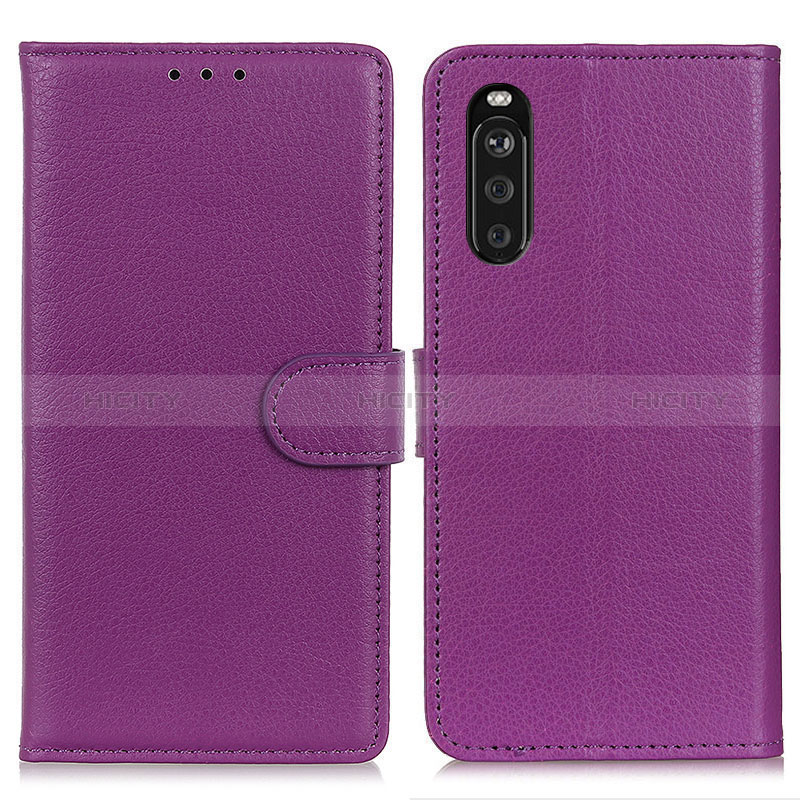 Coque Portefeuille Livre Cuir Etui Clapet A03D pour Sony Xperia 10 III Lite Violet Plus