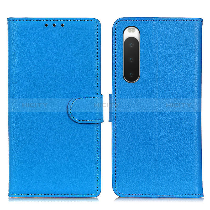 Coque Portefeuille Livre Cuir Etui Clapet A03D pour Sony Xperia 10 IV SO-52C Bleu Ciel Plus