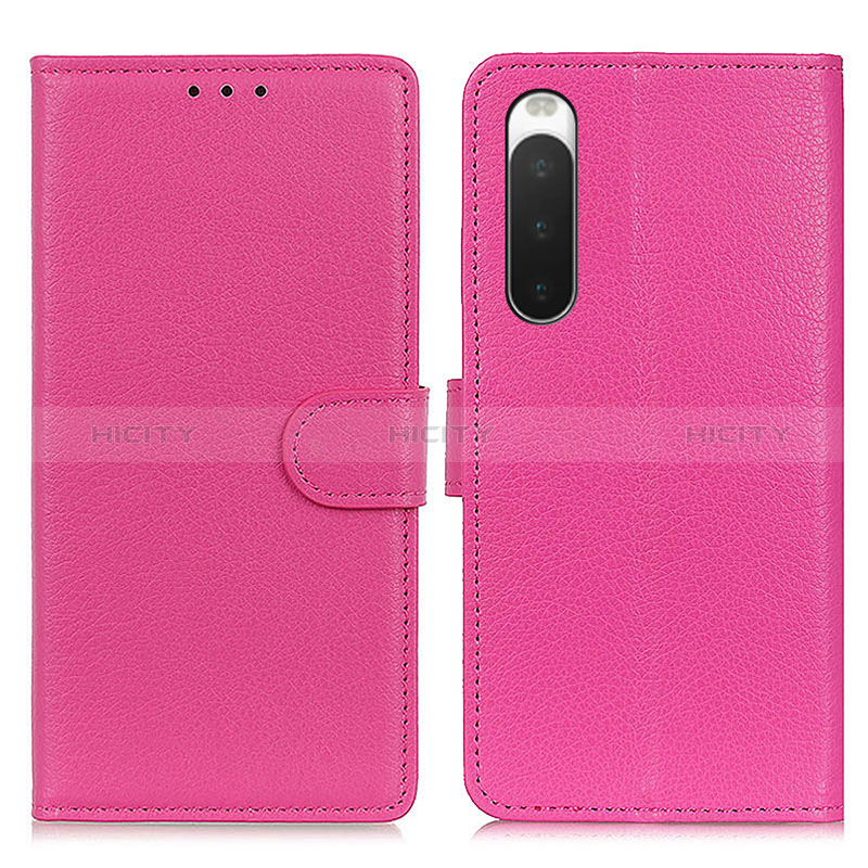 Coque Portefeuille Livre Cuir Etui Clapet A03D pour Sony Xperia 10 IV SO-52C Rose Rouge Plus