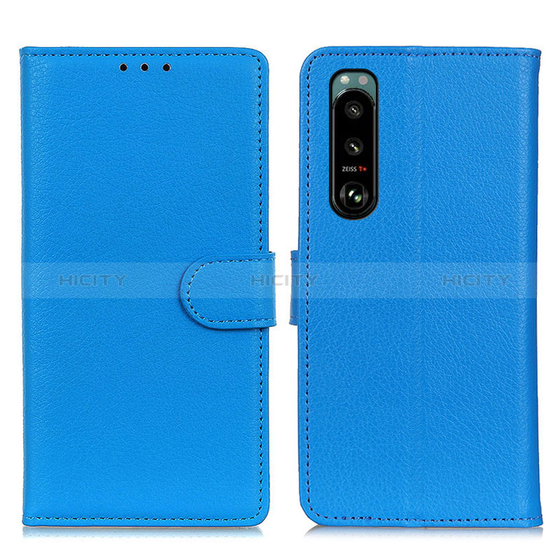 Coque Portefeuille Livre Cuir Etui Clapet A03D pour Sony Xperia 5 III Bleu Ciel Plus