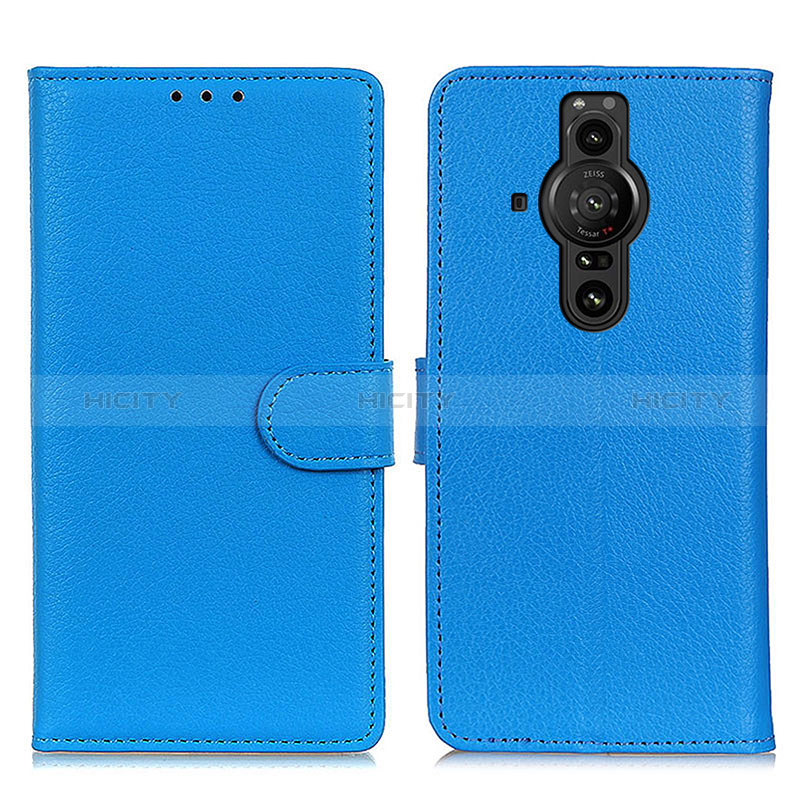 Coque Portefeuille Livre Cuir Etui Clapet A03D pour Sony Xperia PRO-I Bleu Ciel Plus