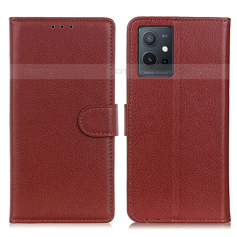 Coque Portefeuille Livre Cuir Etui Clapet A03D pour Vivo iQOO Z6 5G Marron Plus