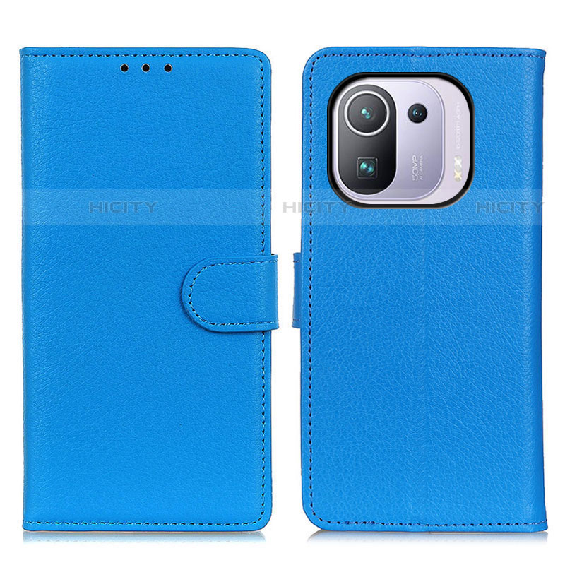 Coque Portefeuille Livre Cuir Etui Clapet A03D pour Xiaomi Mi 11 Pro 5G Bleu Ciel Plus