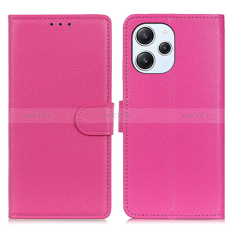 Coque Portefeuille Livre Cuir Etui Clapet A03D pour Xiaomi Redmi 12 4G Rose Rouge Plus