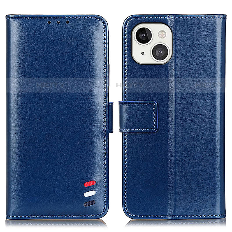 Coque Portefeuille Livre Cuir Etui Clapet A04 pour Apple iPhone 13 Bleu Plus