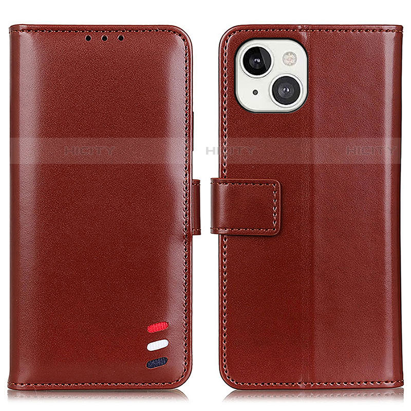 Coque Portefeuille Livre Cuir Etui Clapet A04 pour Apple iPhone 13 Marron Plus