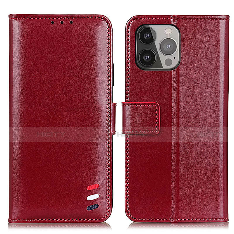 Coque Portefeuille Livre Cuir Etui Clapet A04 pour Apple iPhone 13 Pro Max Rouge Plus