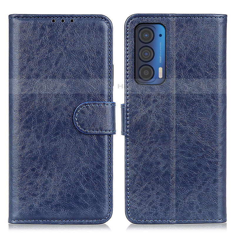 Coque Portefeuille Livre Cuir Etui Clapet A04D pour Motorola Moto Edge (2021) 5G Bleu Plus