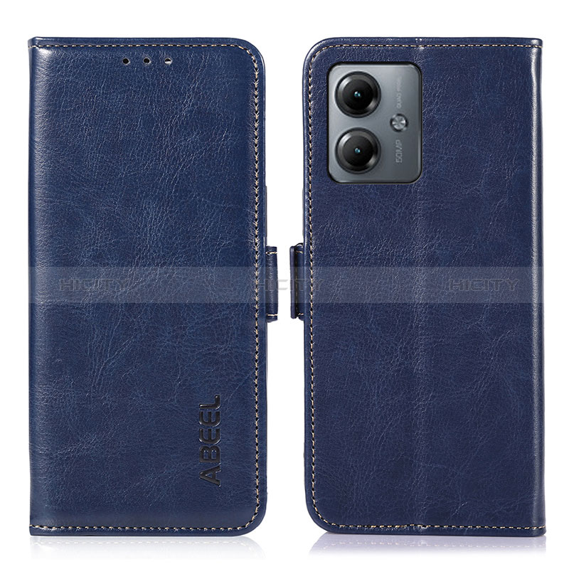 Coque Portefeuille Livre Cuir Etui Clapet A04D pour Motorola Moto G14 Bleu Plus