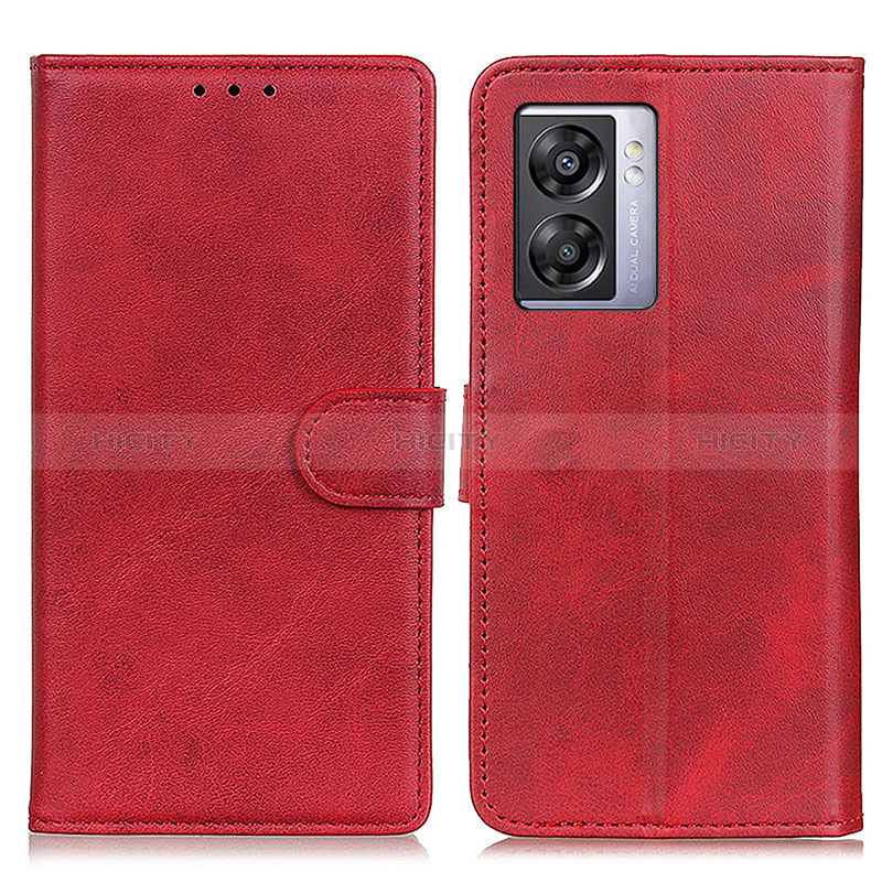 Coque Portefeuille Livre Cuir Etui Clapet A04D pour Oppo A57 5G Rouge Plus