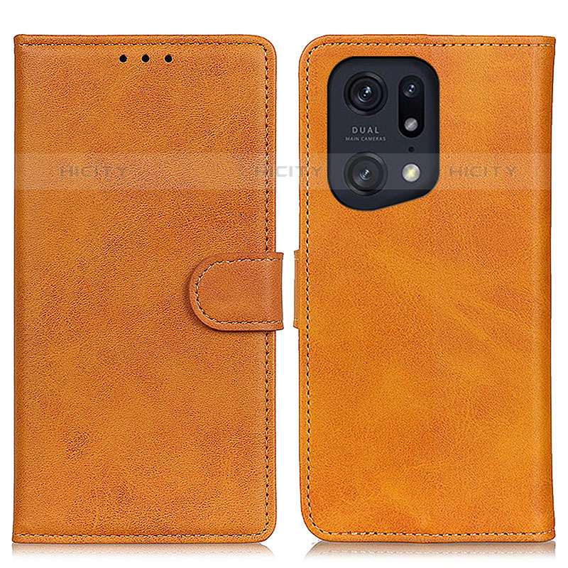 Coque Portefeuille Livre Cuir Etui Clapet A04D pour Oppo Find X5 Pro 5G Marron Plus