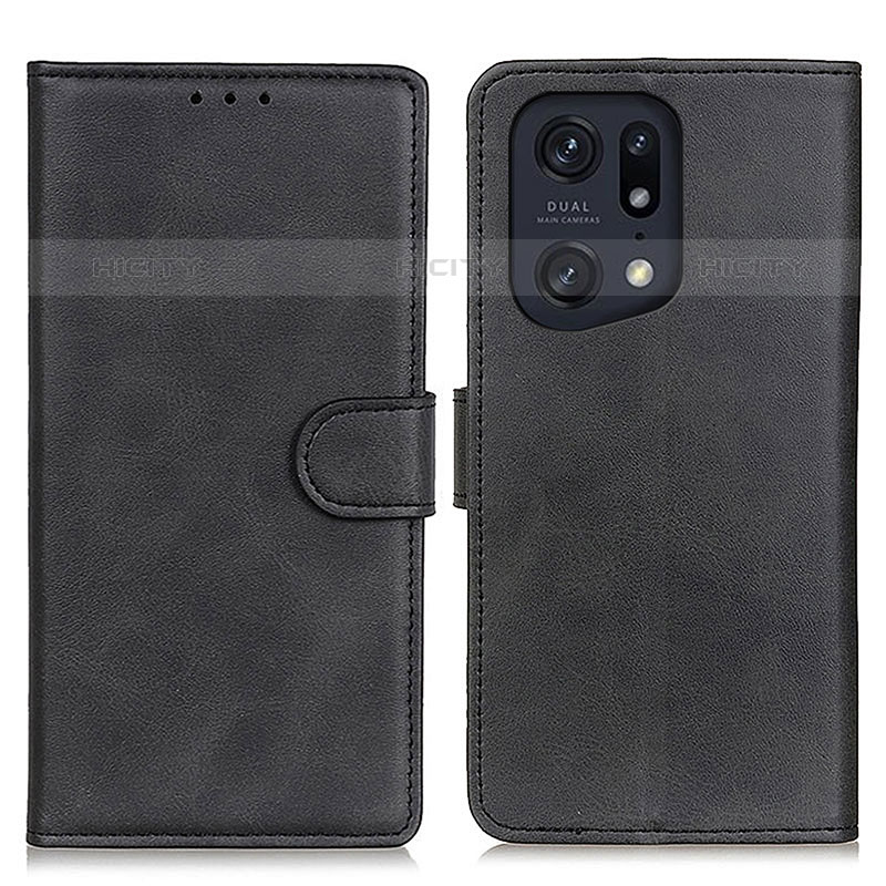 Coque Portefeuille Livre Cuir Etui Clapet A04D pour Oppo Find X5 Pro 5G Noir Plus