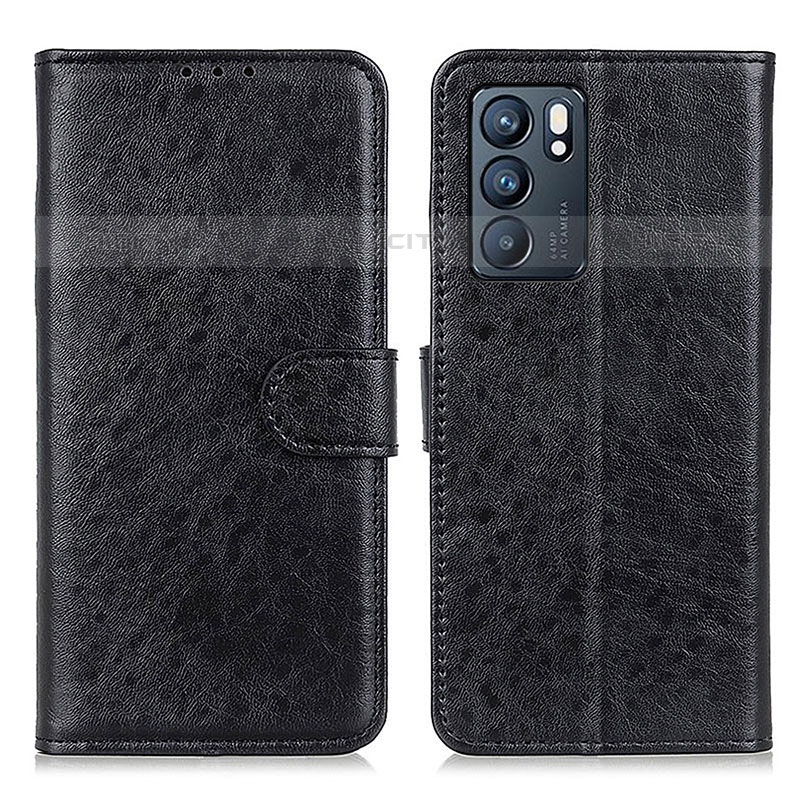 Coque Portefeuille Livre Cuir Etui Clapet A04D pour Oppo Reno6 5G Noir Plus