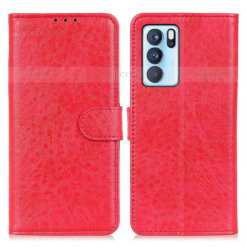 Coque Portefeuille Livre Cuir Etui Clapet A04D pour Oppo Reno6 Pro 5G India Rouge Plus