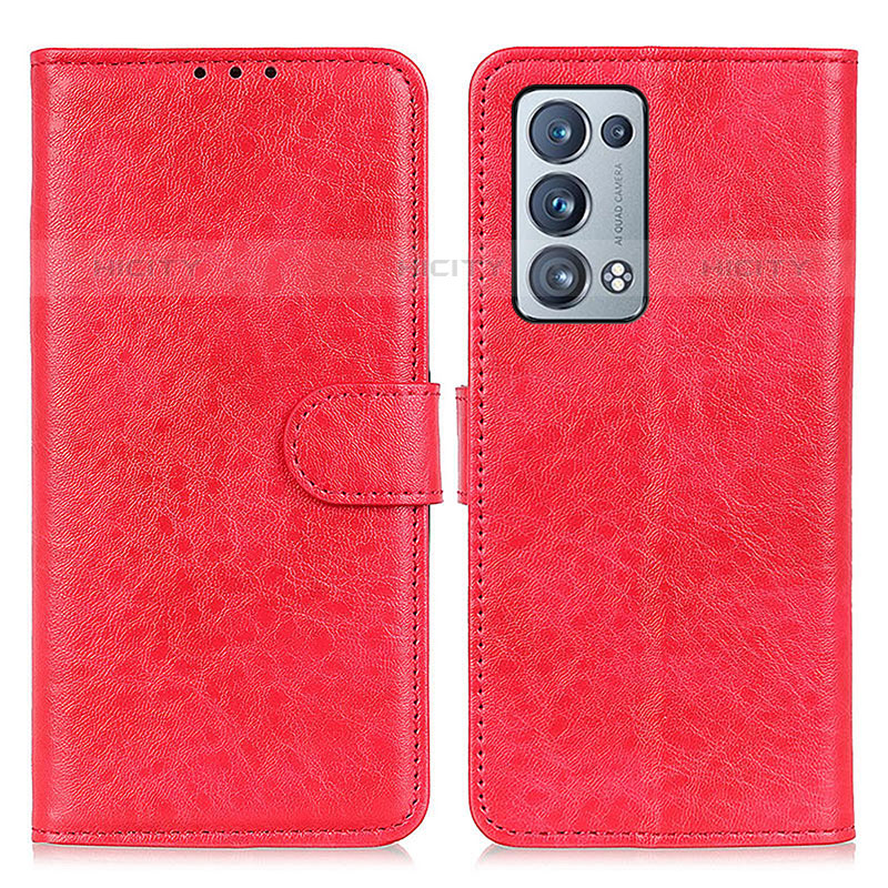 Coque Portefeuille Livre Cuir Etui Clapet A04D pour Oppo Reno6 Pro+ Plus 5G Rouge Plus