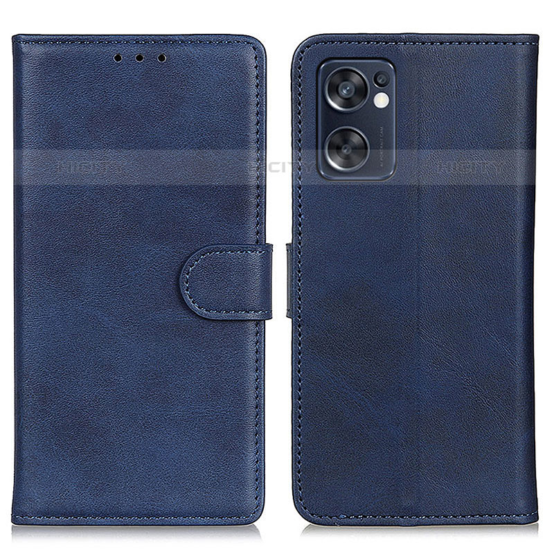 Coque Portefeuille Livre Cuir Etui Clapet A04D pour Oppo Reno7 SE 5G Bleu Plus