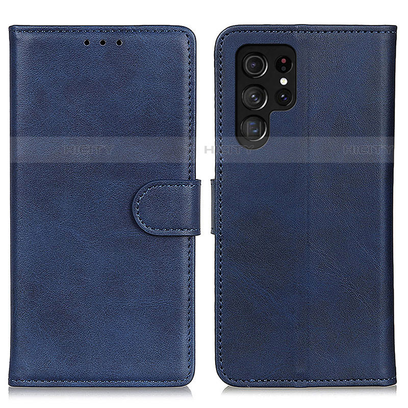 Coque Portefeuille Livre Cuir Etui Clapet A04D pour Samsung Galaxy S22 Ultra 5G Bleu Plus