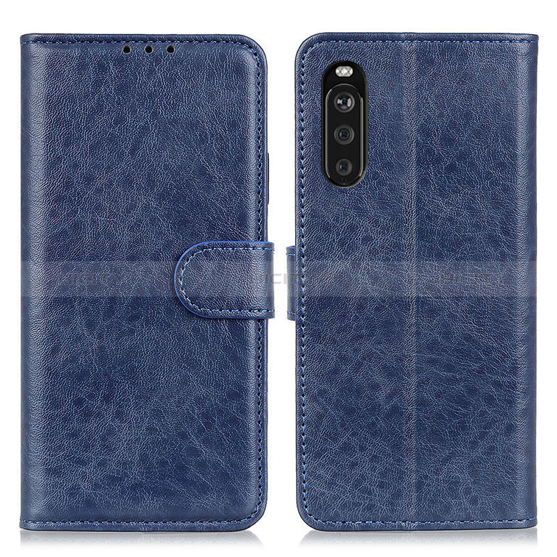 Coque Portefeuille Livre Cuir Etui Clapet A04D pour Sony Xperia 10 III Bleu Plus