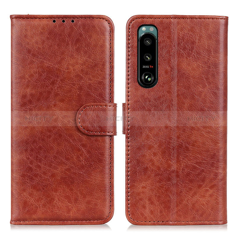 Coque Portefeuille Livre Cuir Etui Clapet A04D pour Sony Xperia 5 III SO-53B Marron Plus