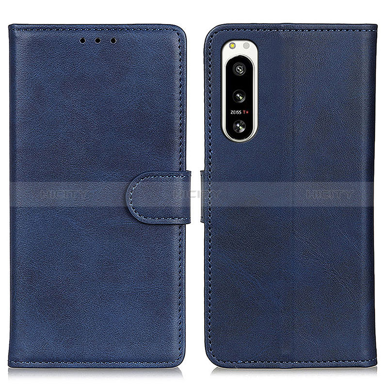 Coque Portefeuille Livre Cuir Etui Clapet A04D pour Sony Xperia 5 IV Bleu Plus