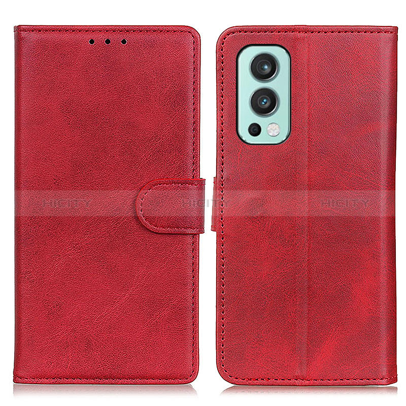 Coque Portefeuille Livre Cuir Etui Clapet A05D pour OnePlus Nord 2 5G Rouge Plus