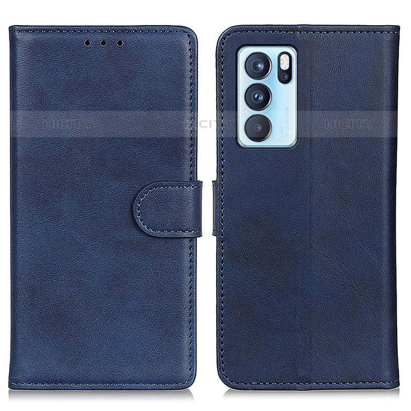 Coque Portefeuille Livre Cuir Etui Clapet A05D pour Oppo Reno6 Pro 5G India Bleu Plus