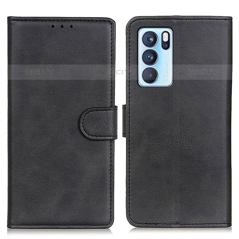 Coque Portefeuille Livre Cuir Etui Clapet A05D pour Oppo Reno6 Pro 5G India Noir Plus