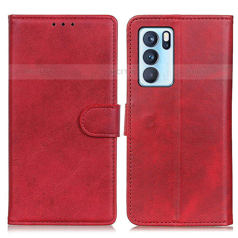 Coque Portefeuille Livre Cuir Etui Clapet A05D pour Oppo Reno6 Pro 5G India Rouge Plus