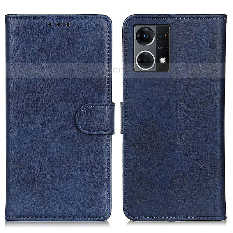 Coque Portefeuille Livre Cuir Etui Clapet A05D pour Oppo Reno8 4G Bleu Plus