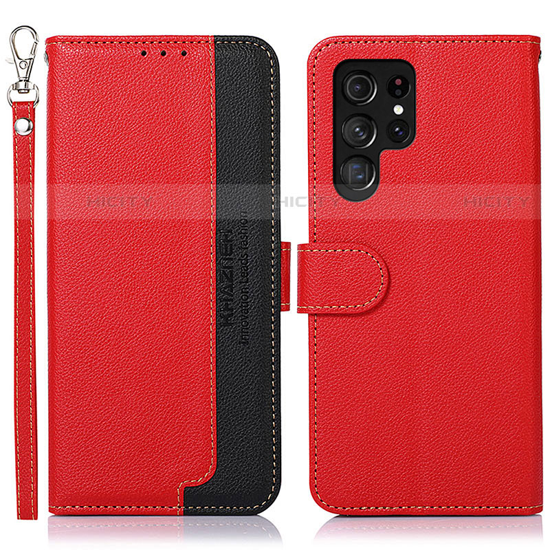 Coque Portefeuille Livre Cuir Etui Clapet A05D pour Samsung Galaxy S21 Ultra 5G Rouge Plus