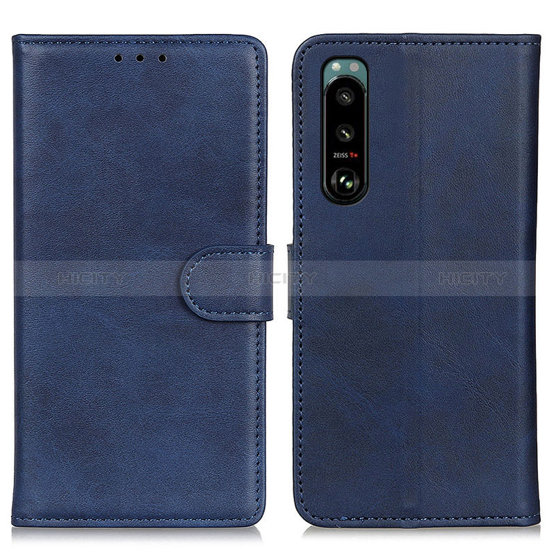 Coque Portefeuille Livre Cuir Etui Clapet A05D pour Sony Xperia 5 III SO-53B Bleu Plus