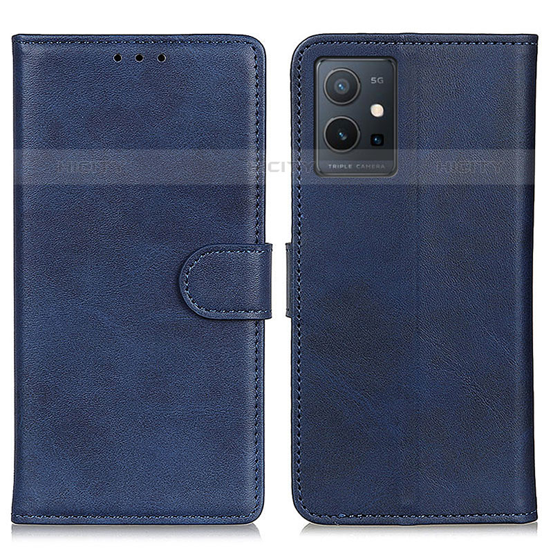 Coque Portefeuille Livre Cuir Etui Clapet A05D pour Vivo iQOO Z6 5G Bleu Plus