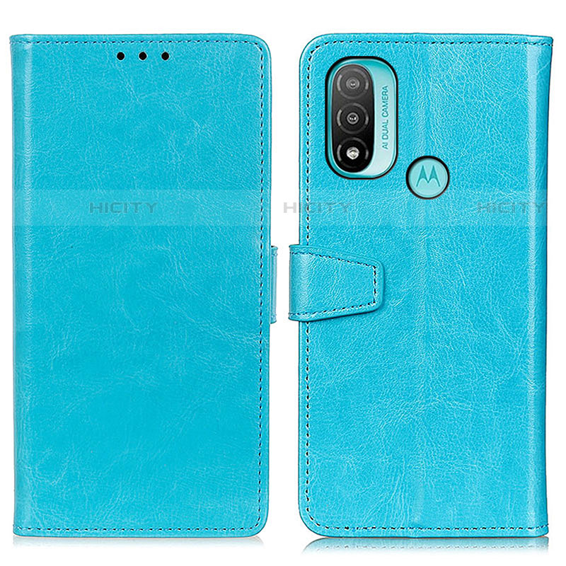 Coque Portefeuille Livre Cuir Etui Clapet A06D pour Motorola Moto E30 Bleu Ciel Plus