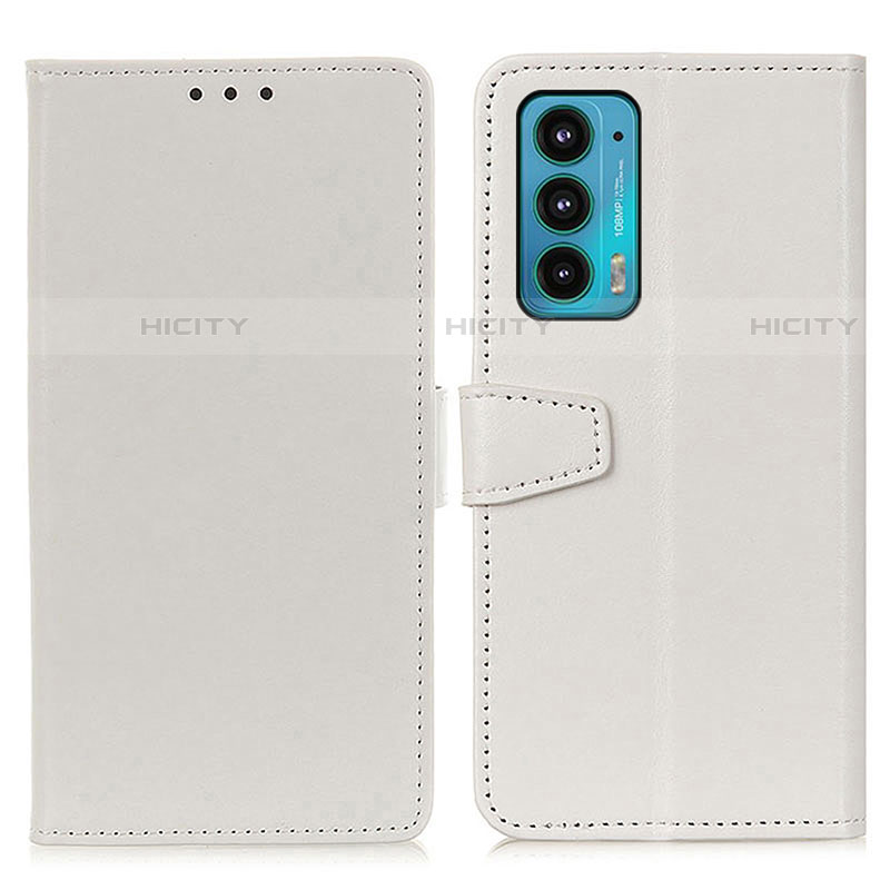 Coque Portefeuille Livre Cuir Etui Clapet A06D pour Motorola Moto Edge 20 5G Blanc Plus