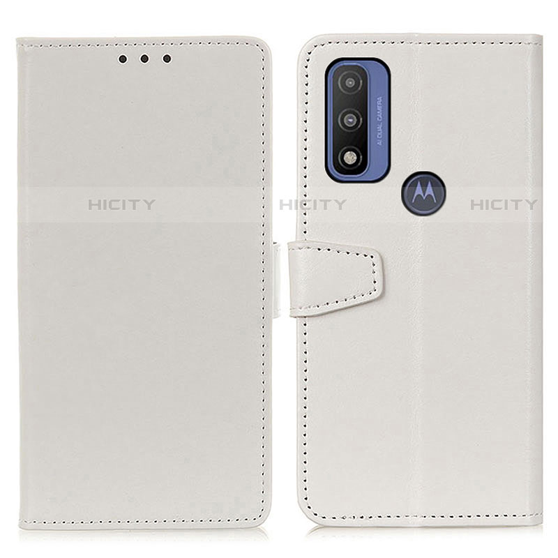 Coque Portefeuille Livre Cuir Etui Clapet A06D pour Motorola Moto G Pure Blanc Plus