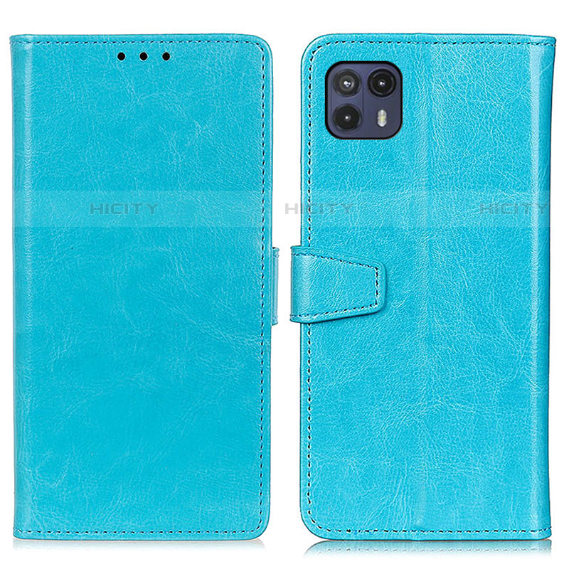 Coque Portefeuille Livre Cuir Etui Clapet A06D pour Motorola Moto G50 5G Bleu Ciel Plus