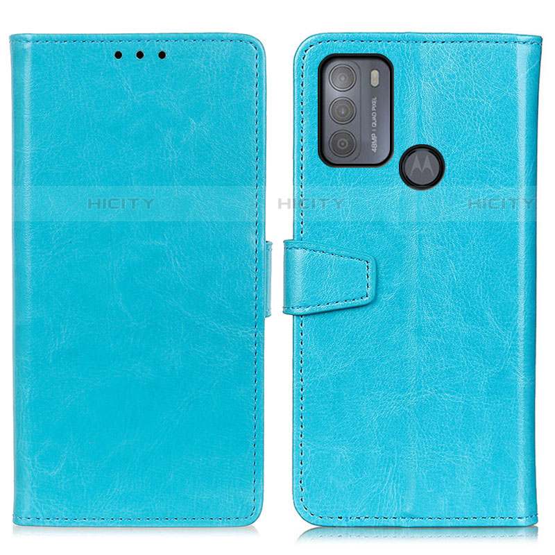 Coque Portefeuille Livre Cuir Etui Clapet A06D pour Motorola Moto G50 Bleu Ciel Plus