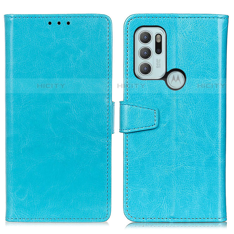 Coque Portefeuille Livre Cuir Etui Clapet A06D pour Motorola Moto G60s Bleu Ciel Plus