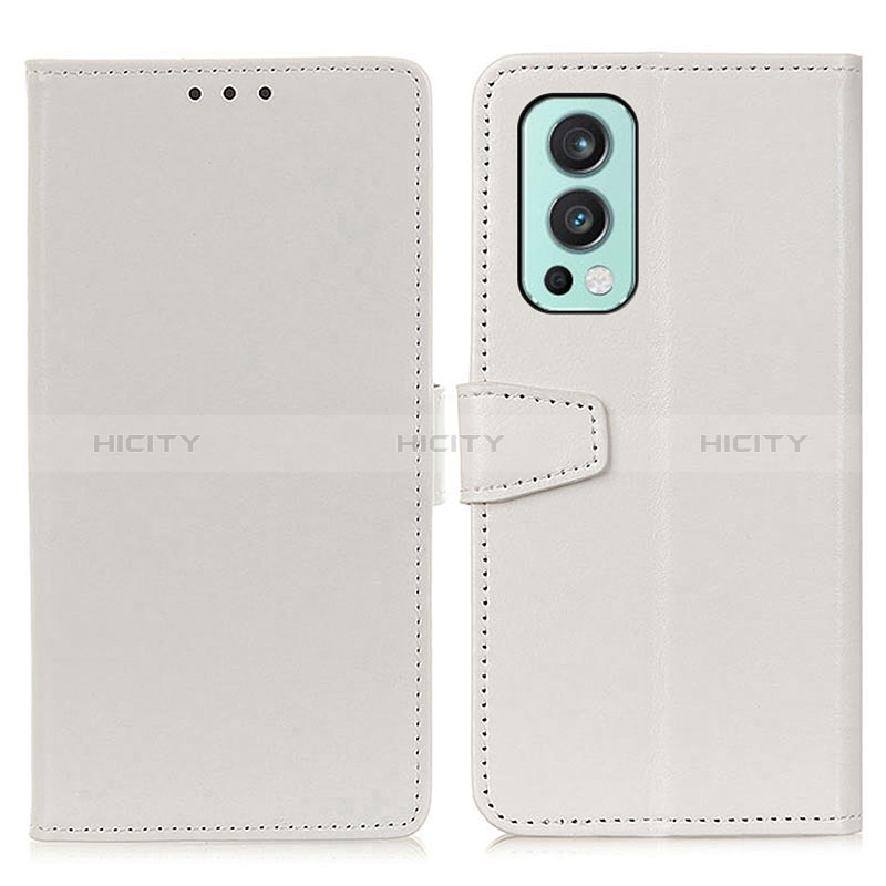 Coque Portefeuille Livre Cuir Etui Clapet A06D pour OnePlus Nord 2 5G Blanc Plus