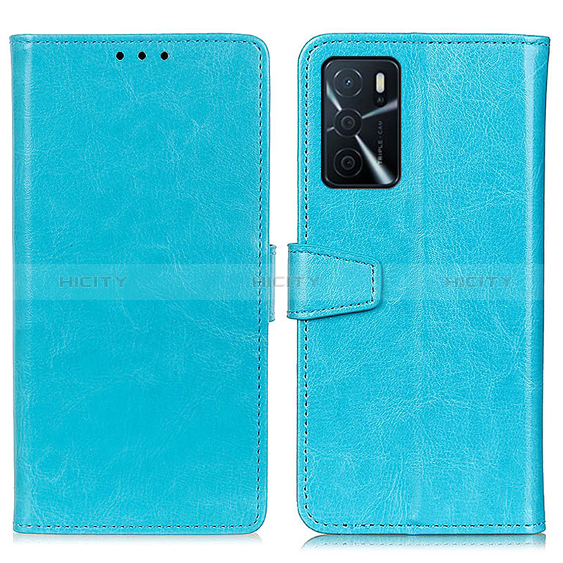 Coque Portefeuille Livre Cuir Etui Clapet A06D pour Oppo A16 Bleu Ciel Plus