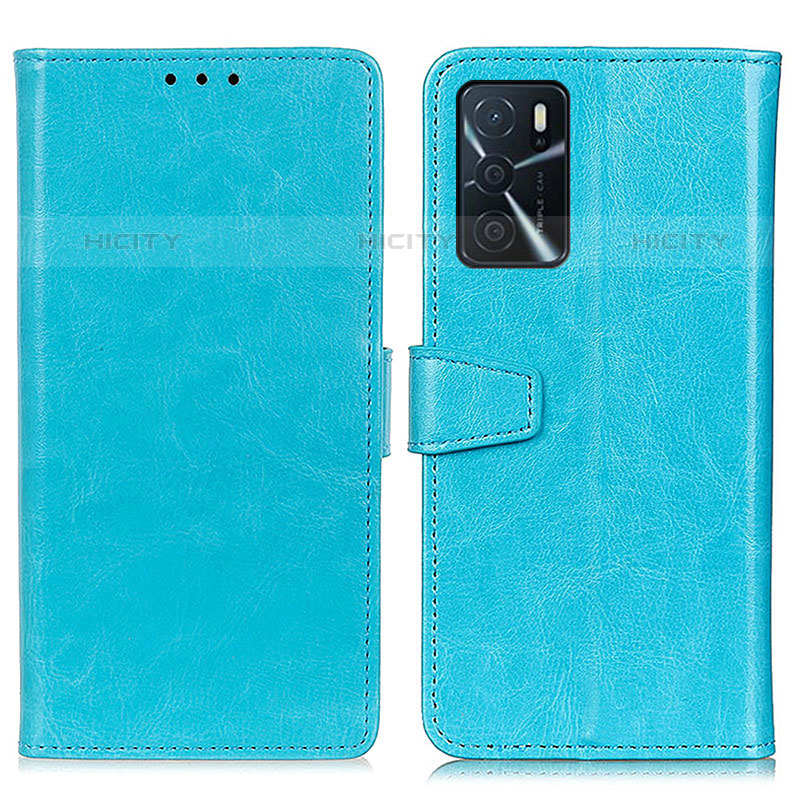 Coque Portefeuille Livre Cuir Etui Clapet A06D pour Oppo A54s Bleu Ciel Plus