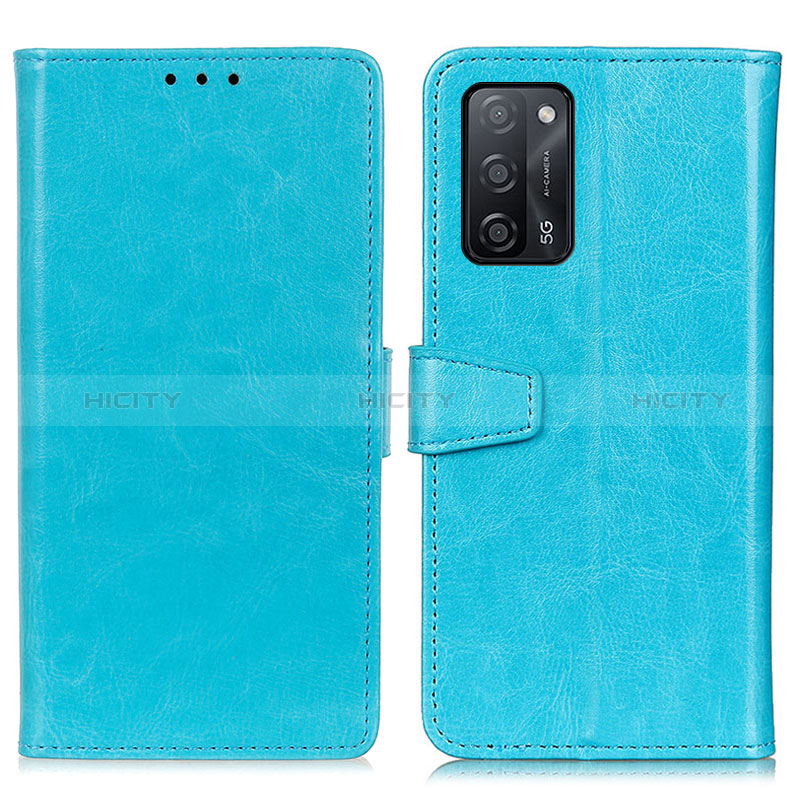 Coque Portefeuille Livre Cuir Etui Clapet A06D pour Oppo A56 5G Bleu Ciel Plus