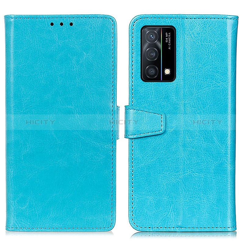 Coque Portefeuille Livre Cuir Etui Clapet A06D pour Oppo K9 5G Bleu Ciel Plus