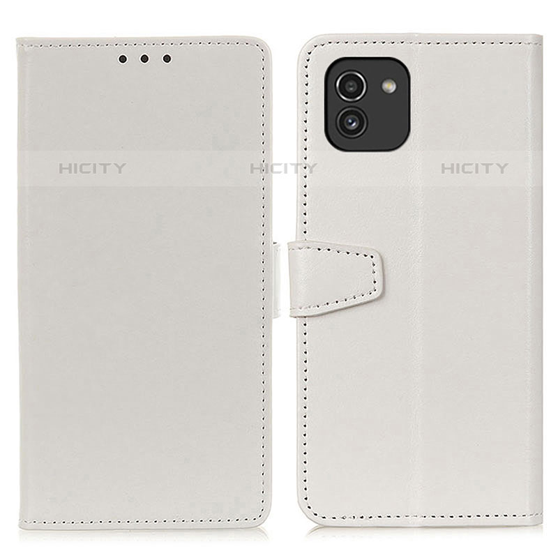 Coque Portefeuille Livre Cuir Etui Clapet A06D pour Samsung Galaxy A03 Blanc Plus