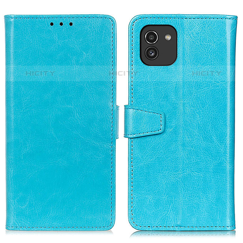 Coque Portefeuille Livre Cuir Etui Clapet A06D pour Samsung Galaxy A03 Bleu Ciel Plus