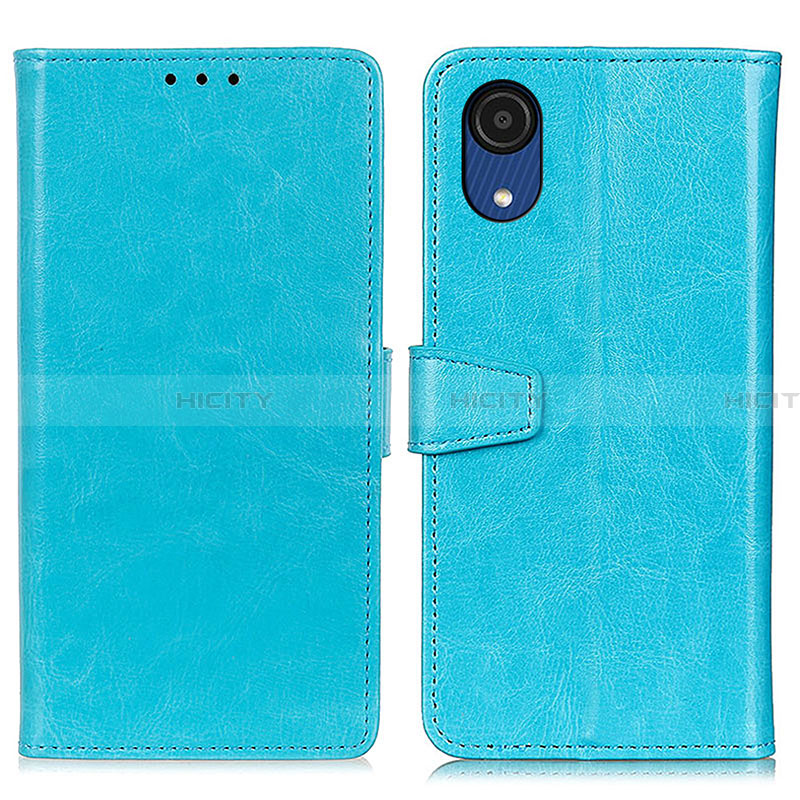Coque Portefeuille Livre Cuir Etui Clapet A06D pour Samsung Galaxy A03 Core Bleu Ciel Plus