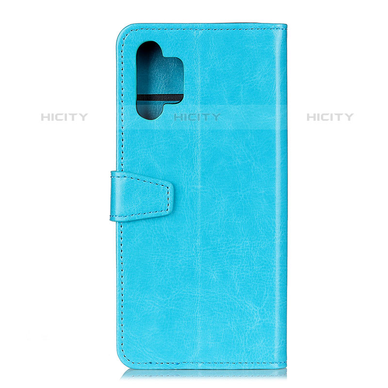 Coque Portefeuille Livre Cuir Etui Clapet A06D pour Samsung Galaxy M32 5G Bleu Ciel Plus