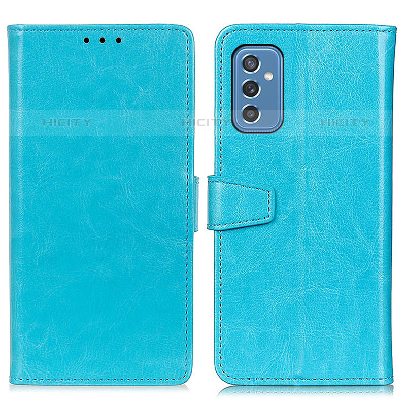 Coque Portefeuille Livre Cuir Etui Clapet A06D pour Samsung Galaxy M52 5G Bleu Ciel Plus